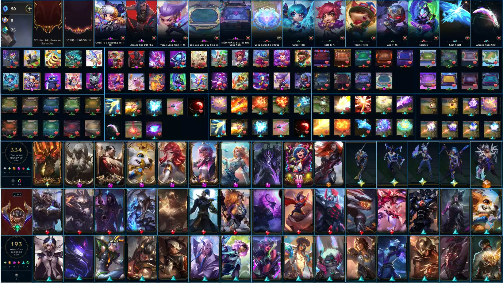LOL TFT VIP SKIN MORDERKAISER TRÁC VIỆT - 4 ĐA SẮC TRÁC VIỆT - COMBO GWEN TỬ CHỈ DƯƠNG KHÍ - RANK VÀNG  Rất Nhiều Khung Đẹp 334 Skin - Lv 547 - Full Tướng  Nhiều Hàng Hiệu Đa Sắc 193 - Còn Đổi Tên  TFT - TFT VIP Như Ảnh Thông Tin Hỗ Trợ Đầy Đủ - Bảo Hành 100%